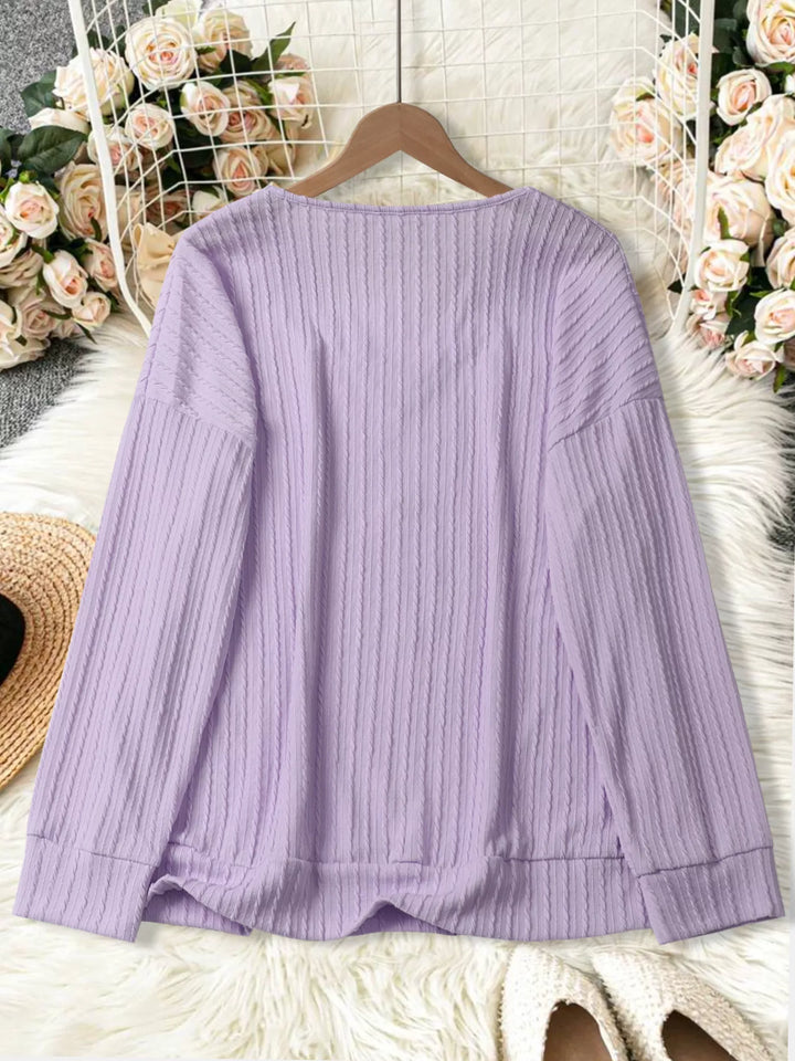 Plus Size V-Neck Dropped Shoulder Blouse