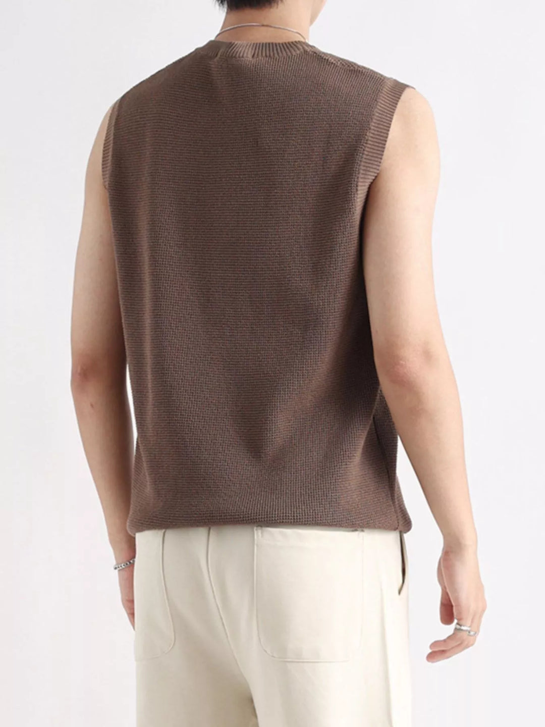 Men's Plus Size Knitted Zip-Up Tank