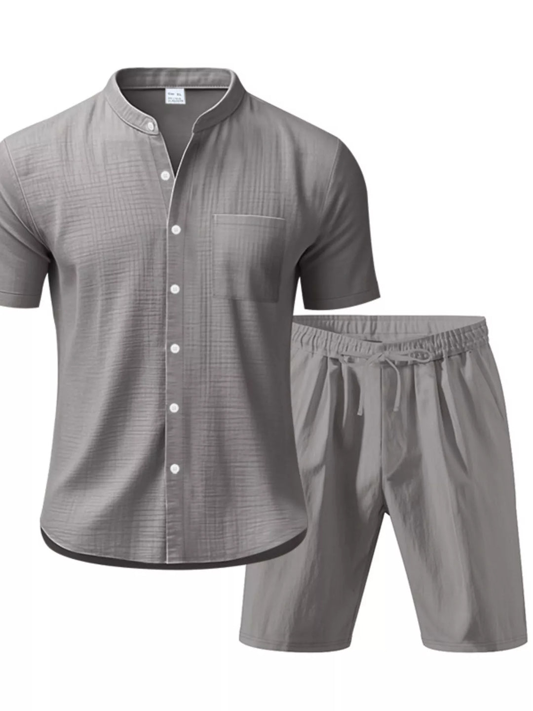 Men's Full Size Casual Short Sleeve Shirt and Shorts Set Plus Size
