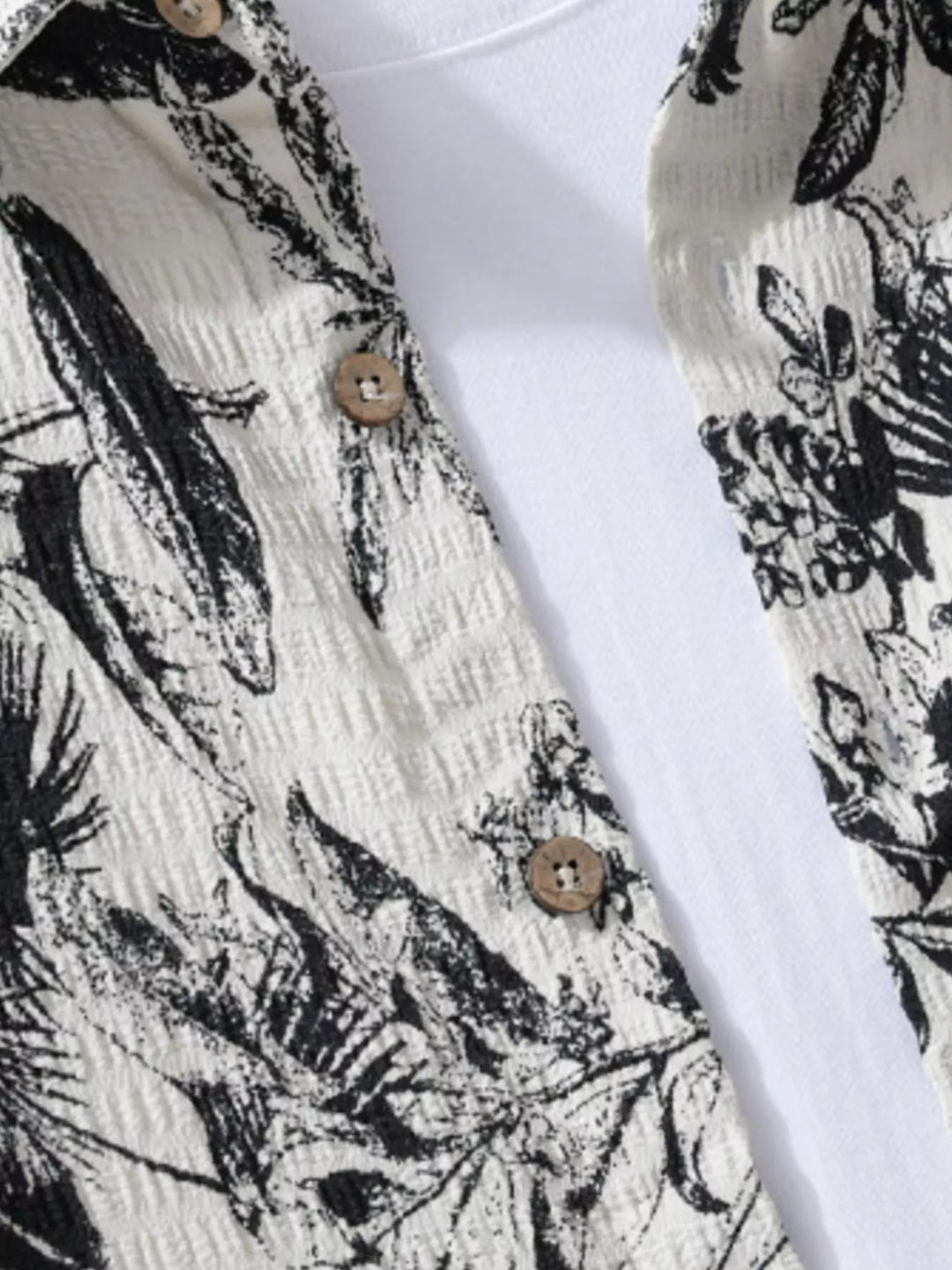 Men's Plus Size Printed Button Up Short Sleeve Shirt