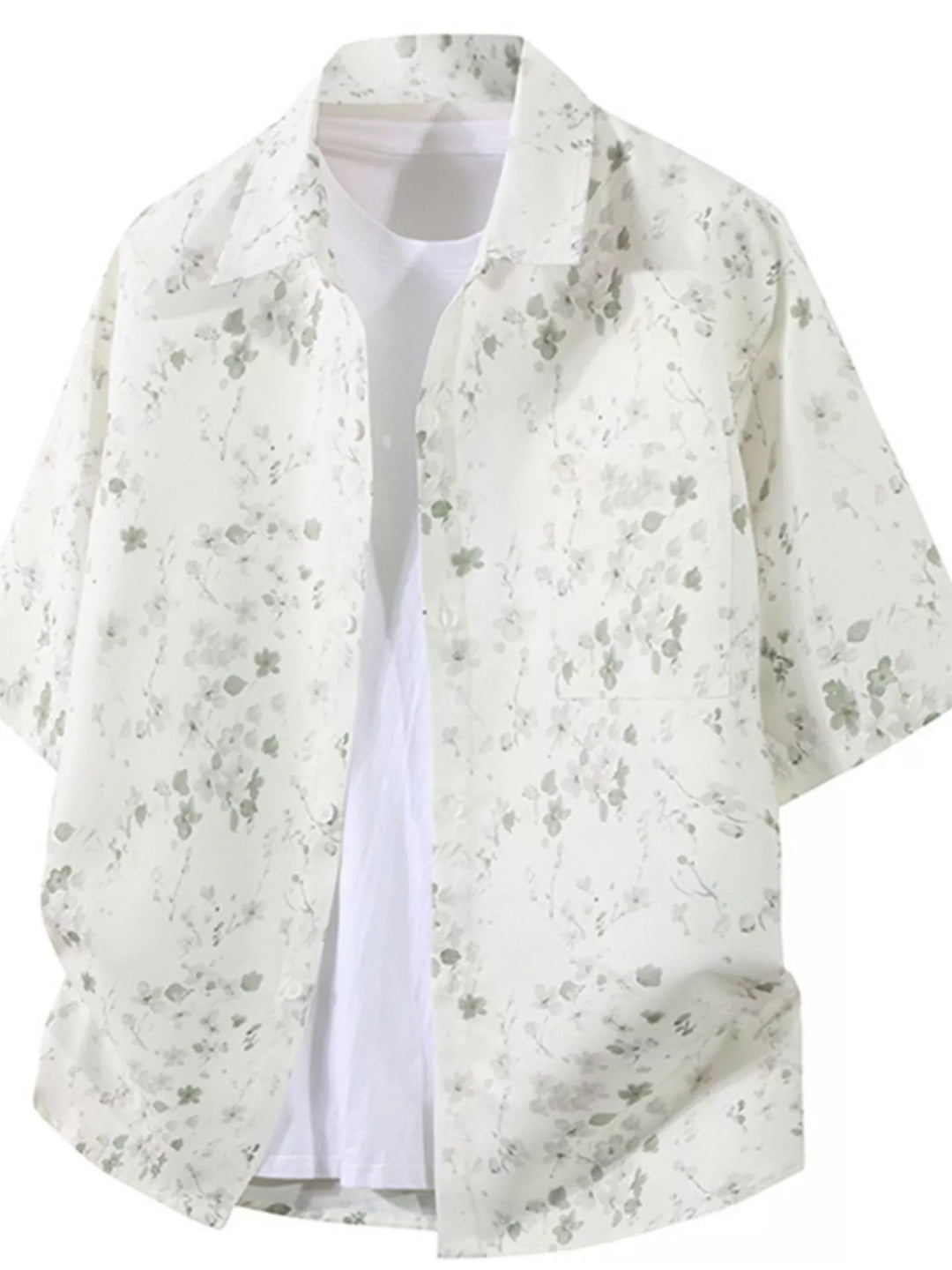 Men's Plus Size Tropical Print Short Sleeve Casual Shirt