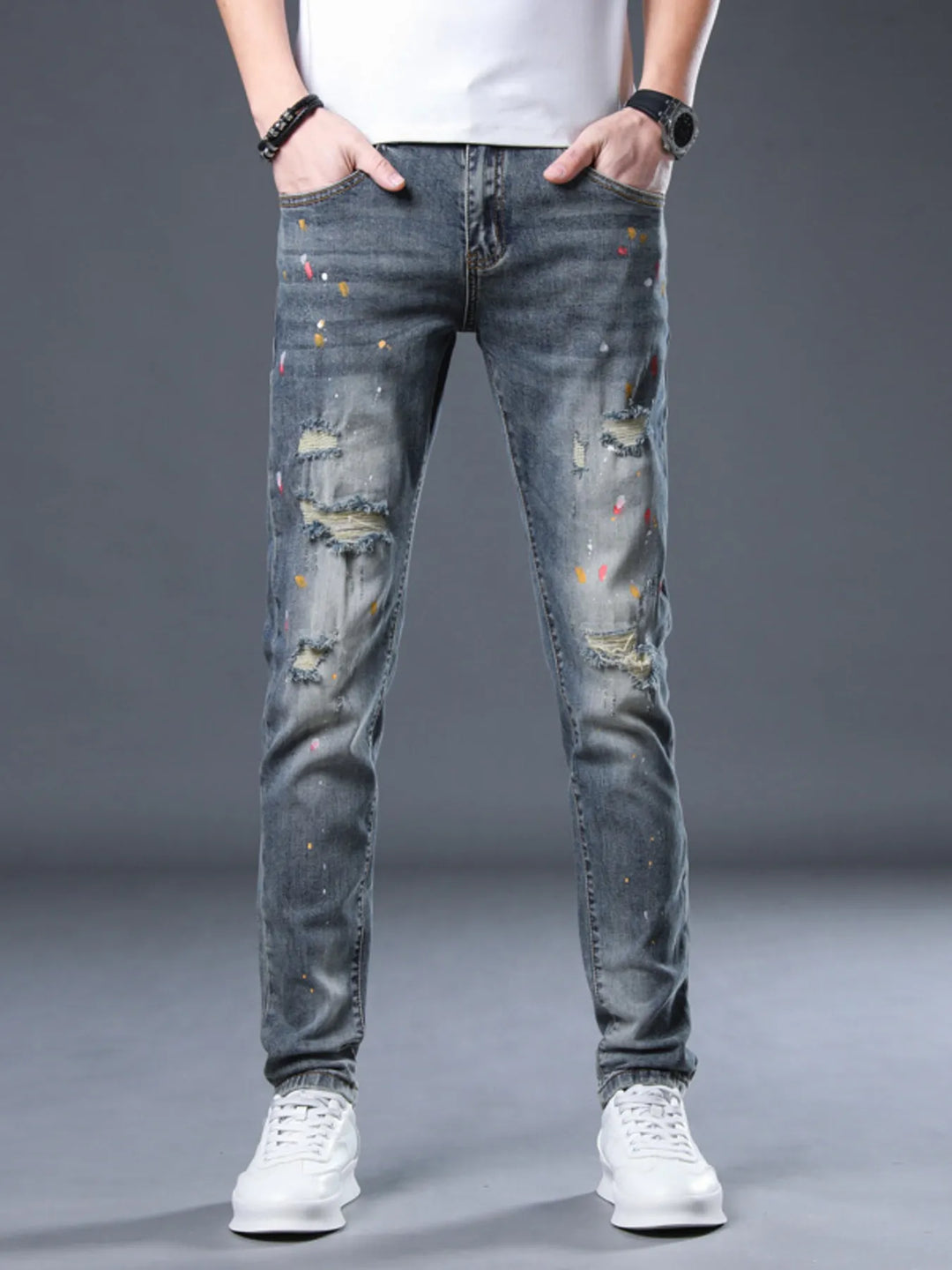 Men's Distressed Slim Fit Jeans