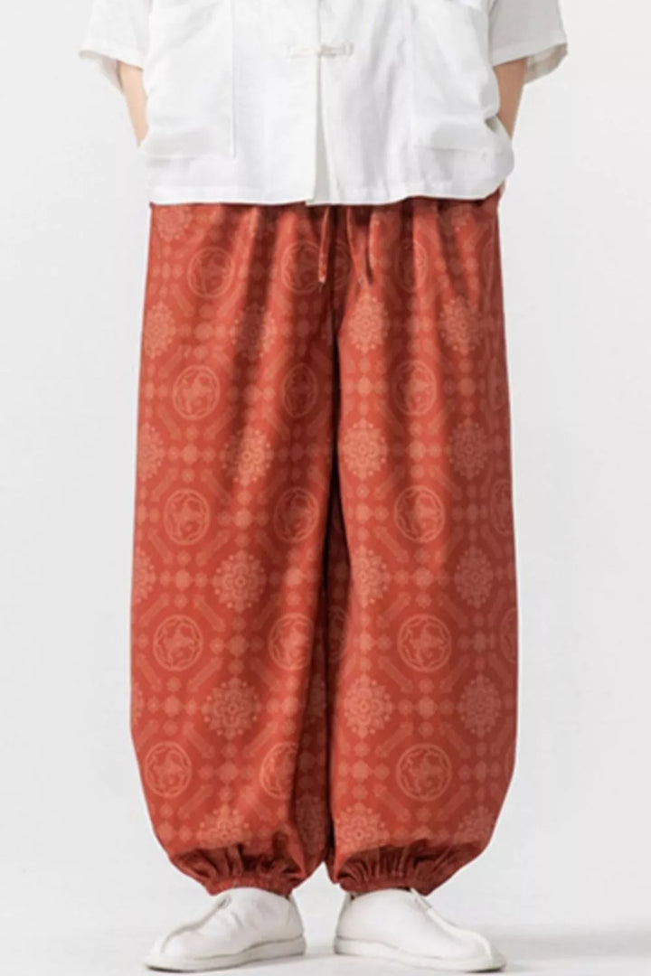 Men's Plus Size Printed Loose Fit Harem Pants