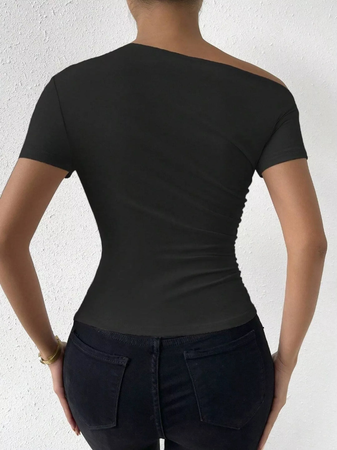 Single Shoulder Short Sleeve T-Shirt