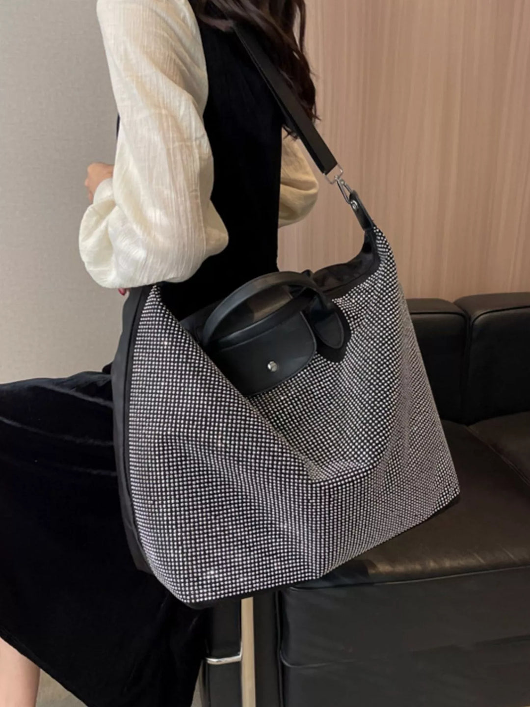 Rhinestone Embellished Crossbody Bag