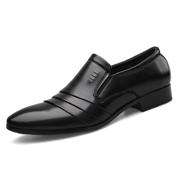 Mens Formal Business Leather Shoes Pointed Toe Slip-on Style
