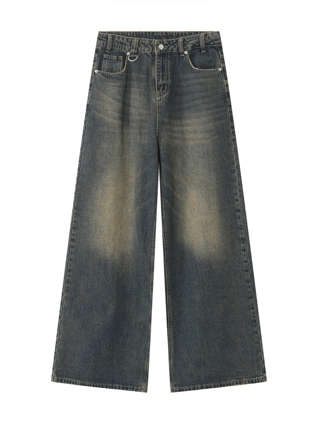 Men's Full Size Vintage Wash Wide Leg Jeans Plus Size