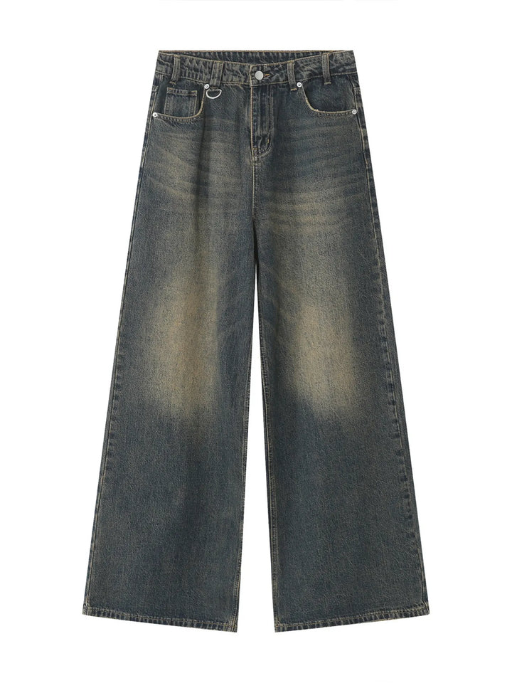 Men's Full Size Vintage Wash Wide Leg Jeans Plus Size