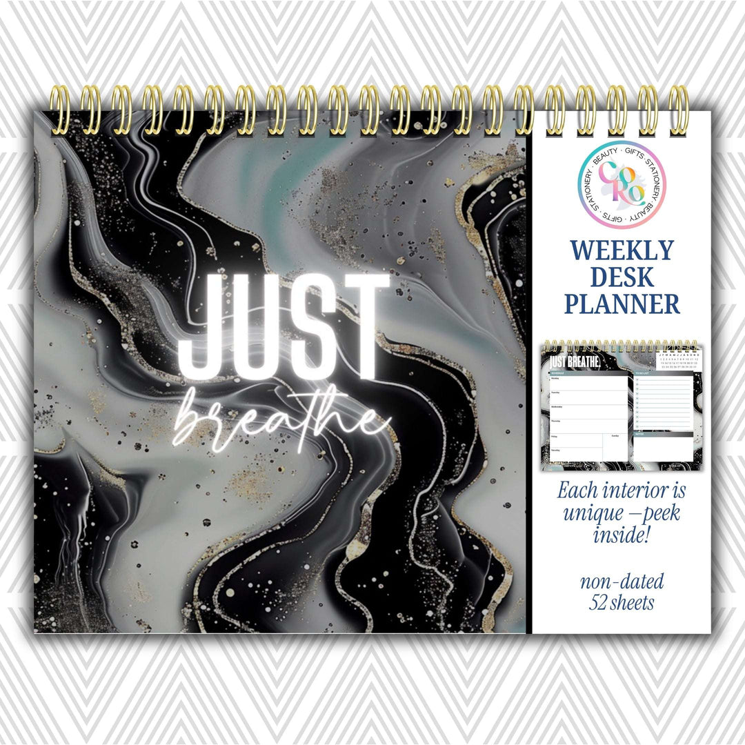 Just Breathe Weekly Desk Planner | Undated Self-Love Weekly Planner