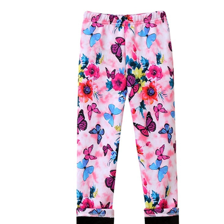 Girls Thin-Flannel SpringAutumn Outerwear Milk-Viscose Pants