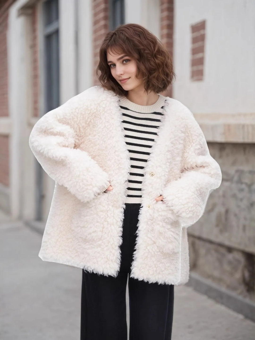 Fleece Button Up Long Sleeve Outerwear