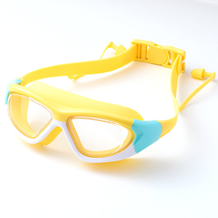 HD Children's Non-fogging Swimming Glasses Comfortable Silicone One-piece Earplugs Swimming Goggles