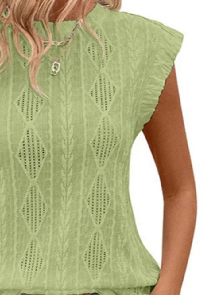 Openwork Round Neck Top