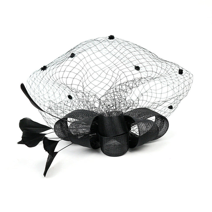 Bride Veil Hair Bow Top Hat Headdress Flower Cover Face Mesh Head