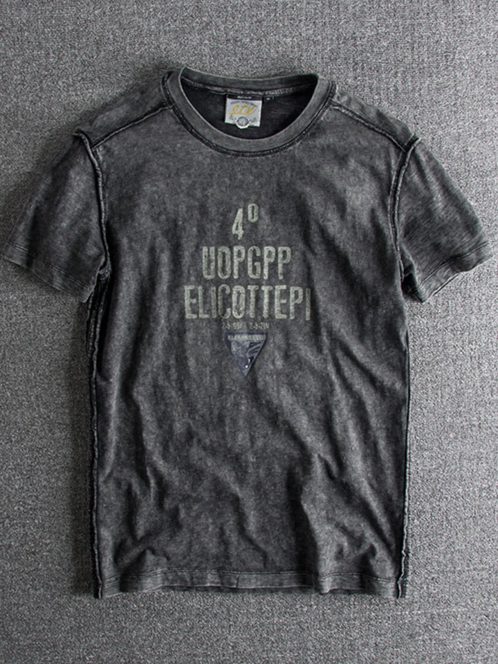 Men's Letter Round Neck Short Sleeve T-Shirt