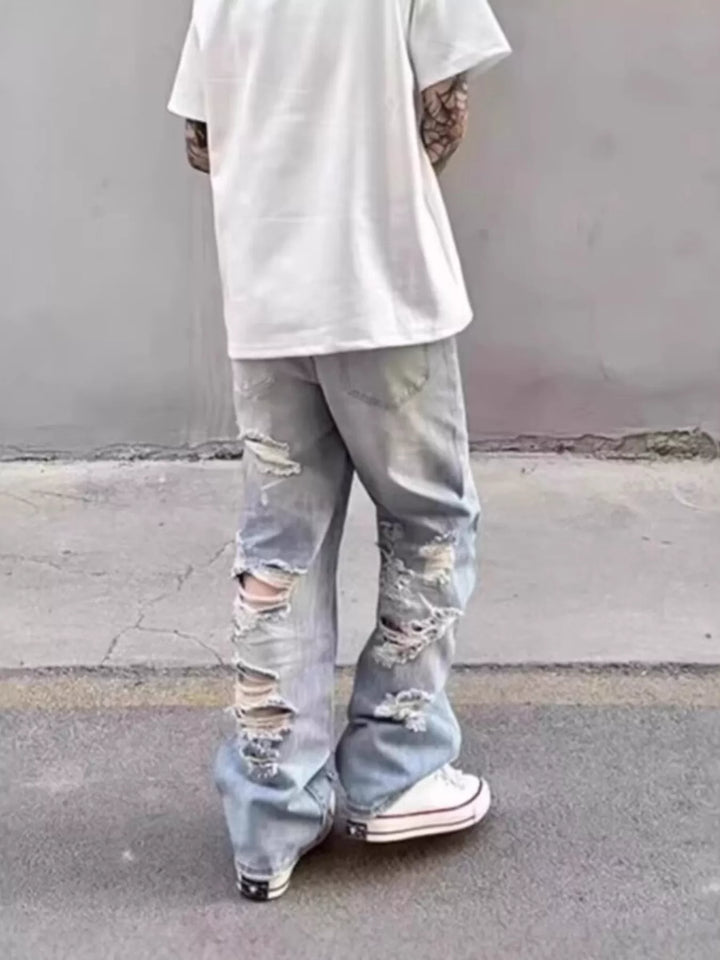 Men's Full Size Washed Wide Leg Jeans Plus Size