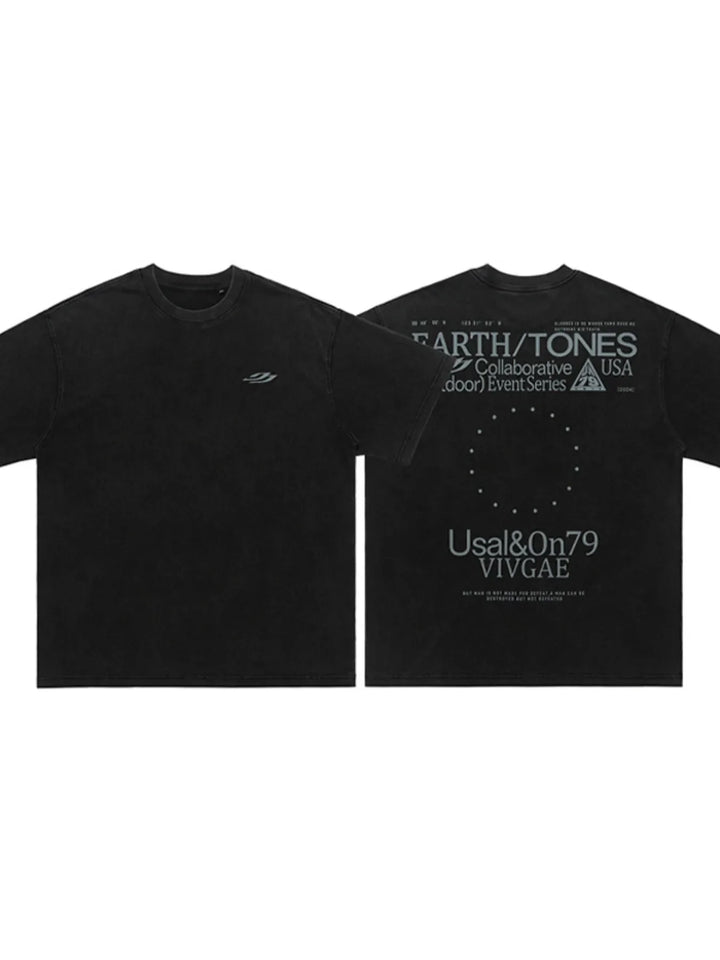 Men's Letter Back Round Neck Short Sleeve T-Shirt