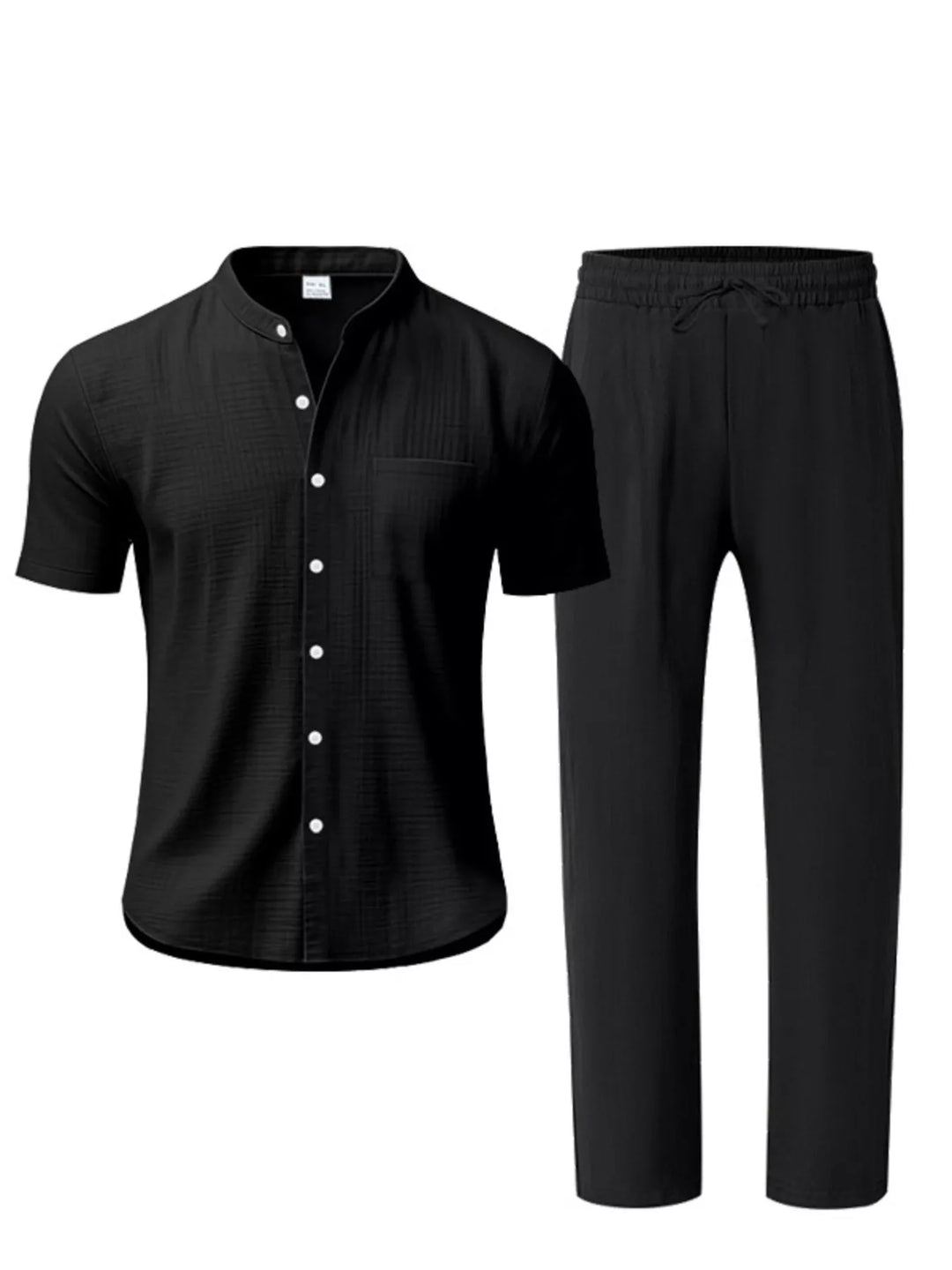 Men's Full Size Casual Button Up Short Sleeve Shirt and Pants Set Plus Size