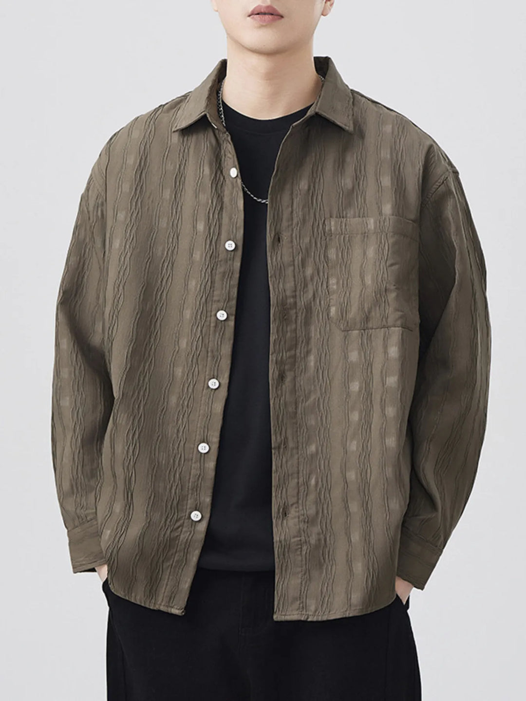 Men's Plus Size Button Up Long Sleeve Shirt