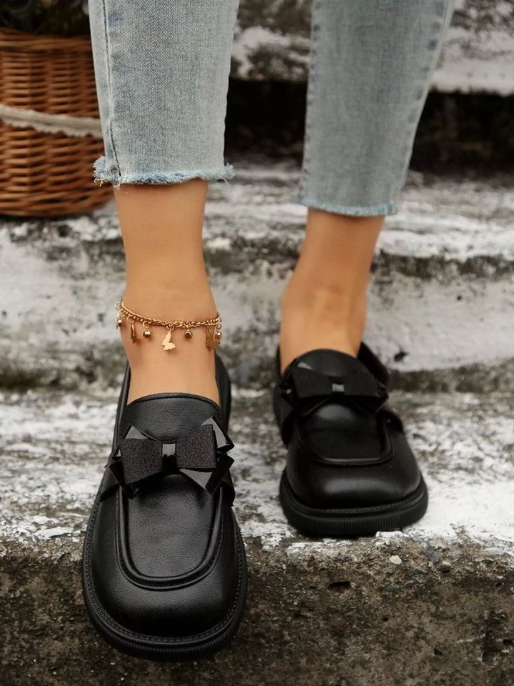 Bow Round Toe Loafers