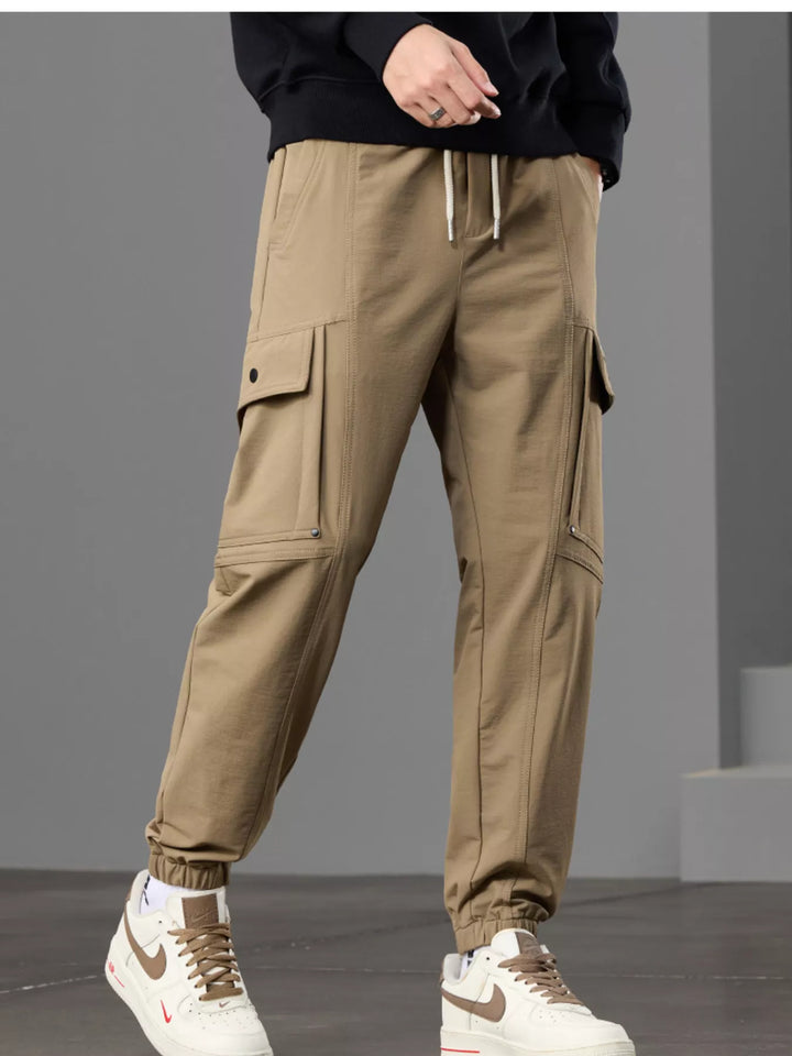 Men's Casual Cargo Pants with Drawstring Waist