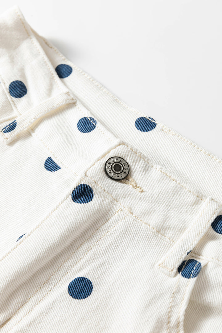 Pink Polka Dot Print Seam Detail Barrel Jeans