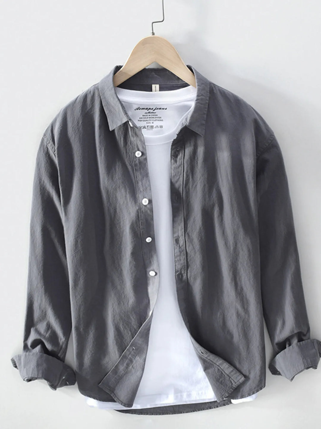 Men's Plus Size Long Sleeve Button-Up Shirt
