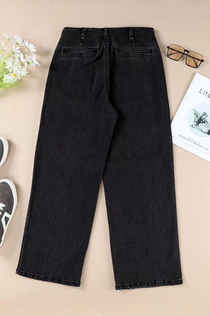 High-Waisted Button-Fly Wide-Leg Jeans