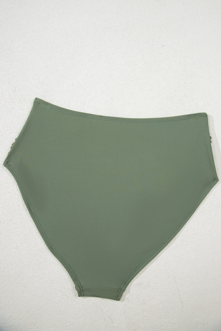 Mist Green Drawstring Ruched Wide Straps Tankini Set