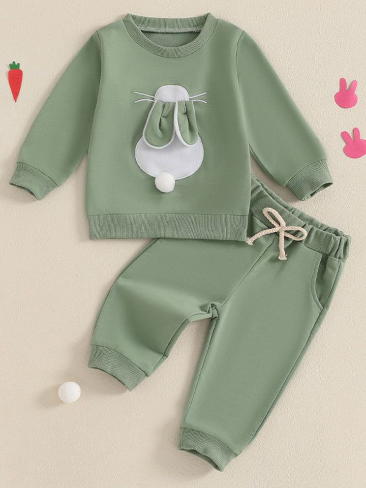 Children's Bunny Applique Top and Pants Outfit Set