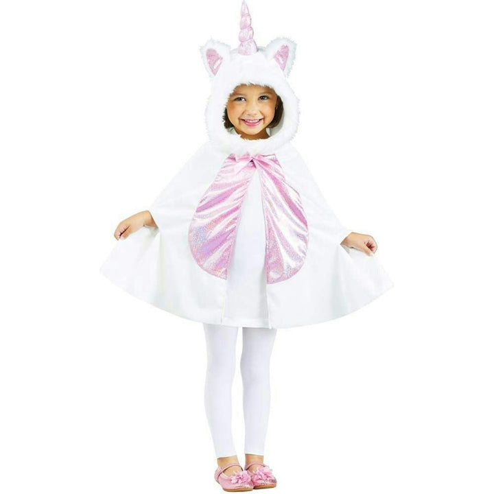 Fun World Girl's Pink and White Li'l Unicorn Cape Toddler Costume Fits up to 3T