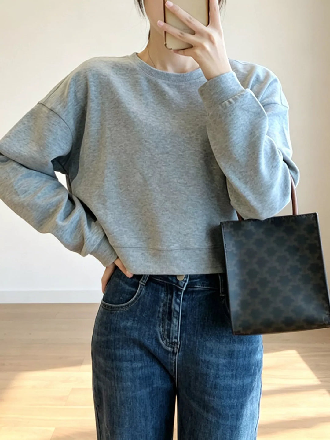 Crew Neck  Drop Shoulder Sweatshirt