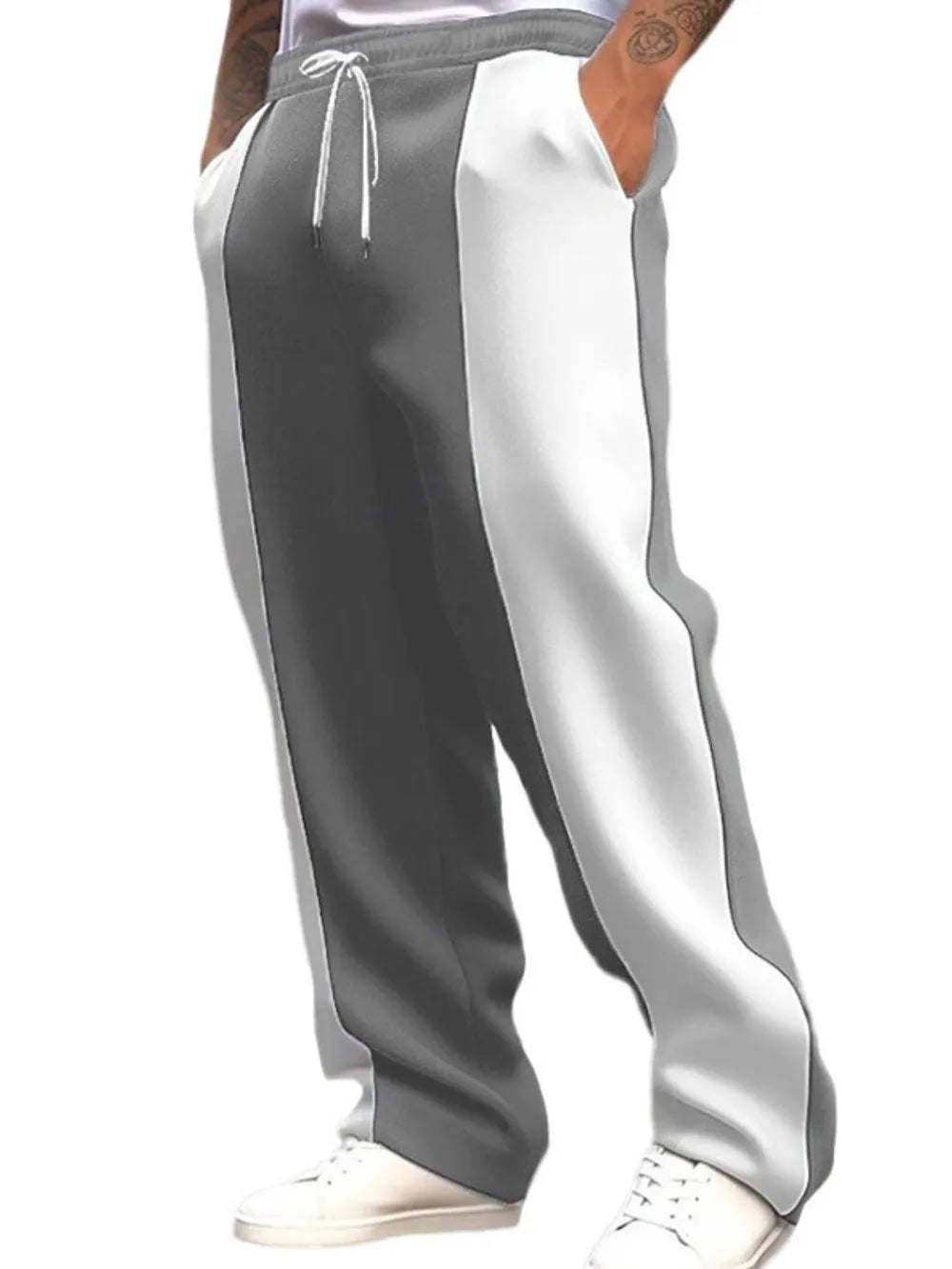 Men's Full Size Drawstring Contrast Pants Plus Size