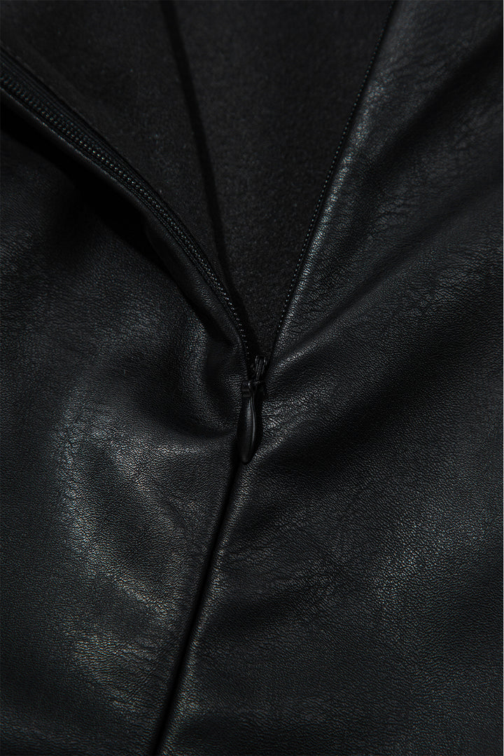 Black Vegan Leather Sleeveless Mini Dress
