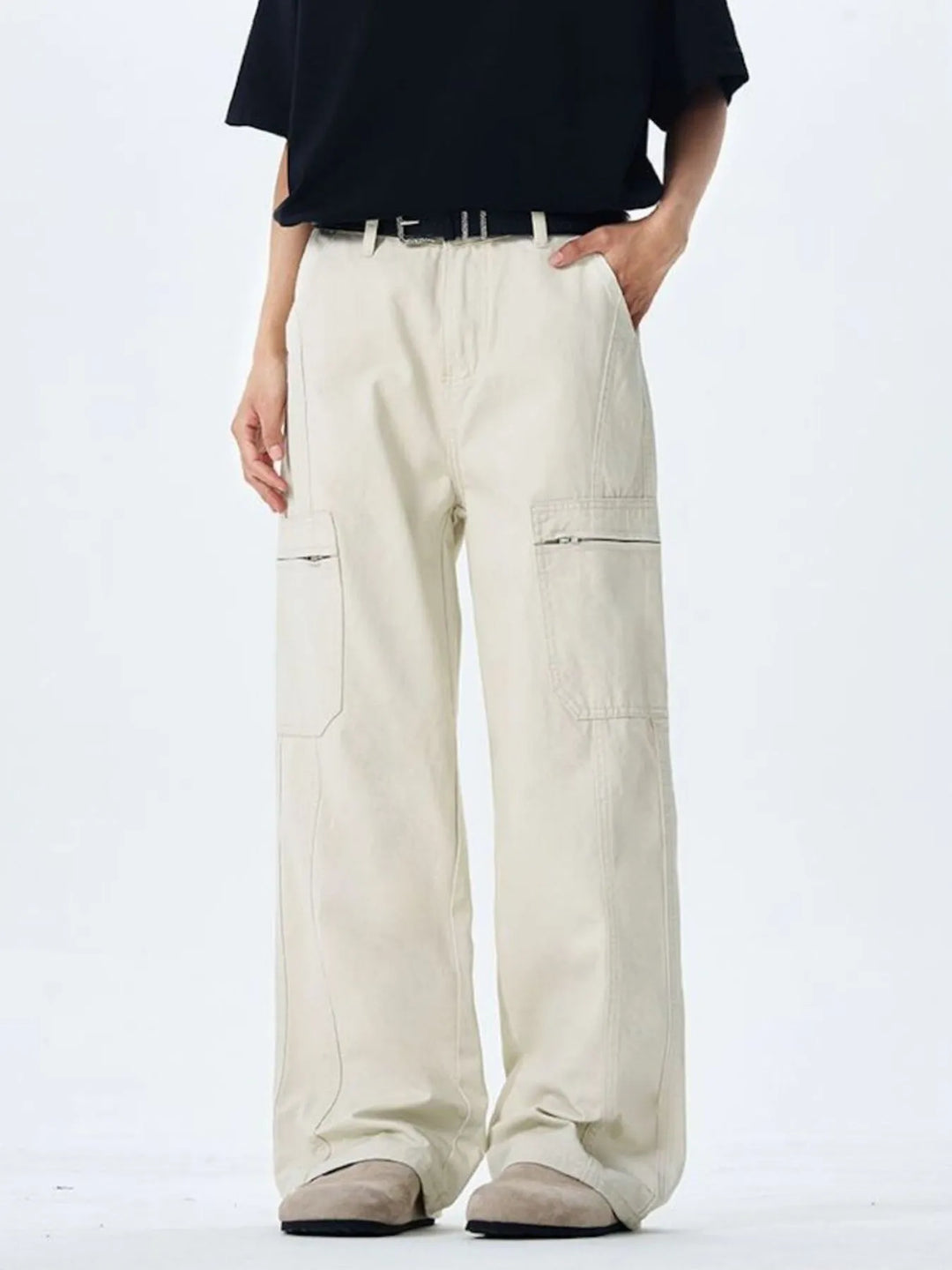 Men's Wide Leg Cargo Pants with Multi Pockets