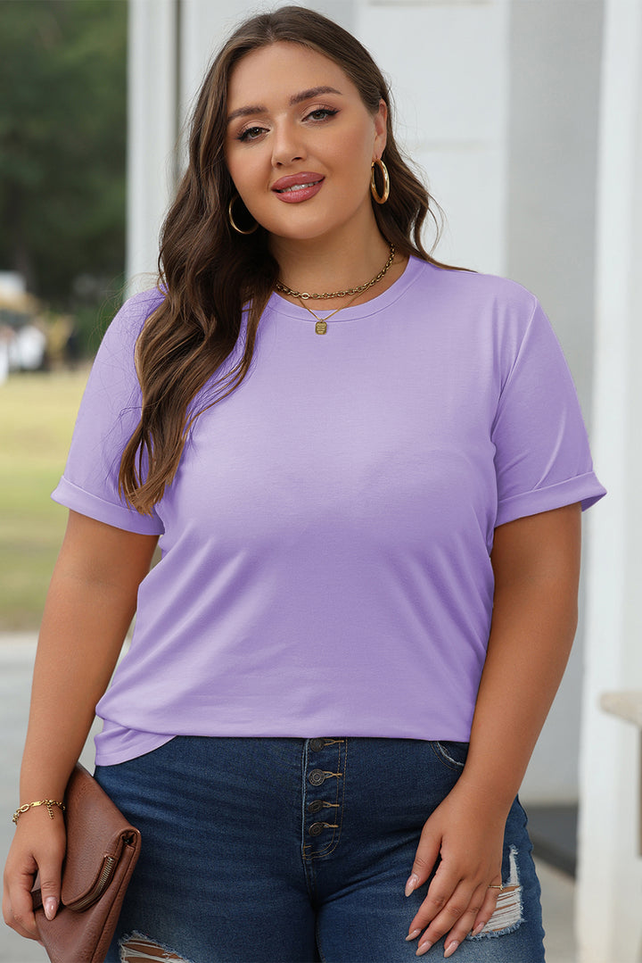 Wisteria Casual Plain Crew Neck Tee