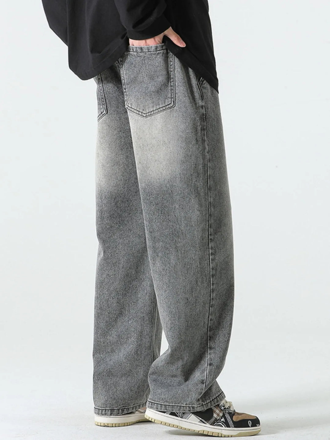 Men's Full Size Drawstring Wide Leg Jeans Plus Size