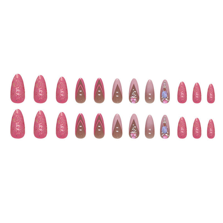 Almond Double French Fake Nails