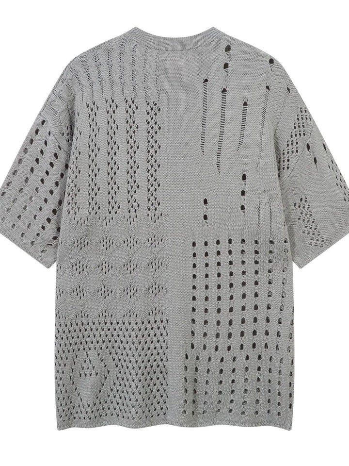 Men's Openwork Button Detail Knit Henley T-Shirt