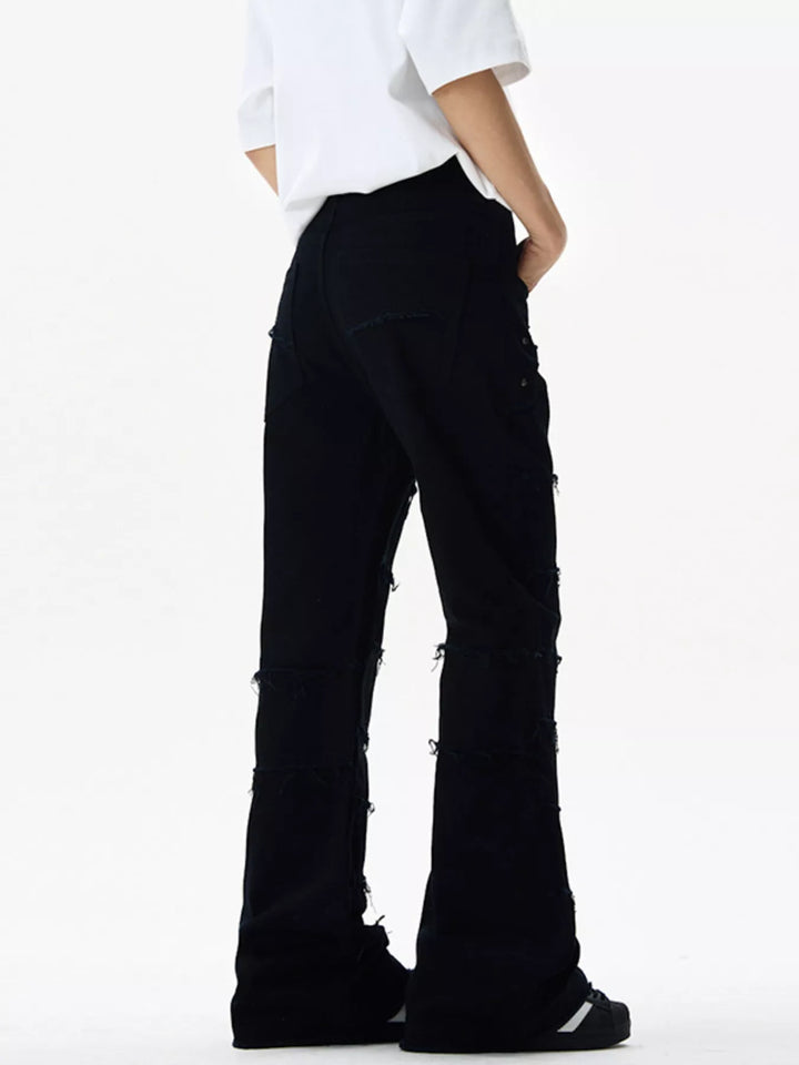 Men's Frayed Hem Flare Jeans