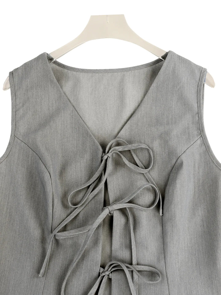 Tie Front Vest and Wide Leg Pants Set