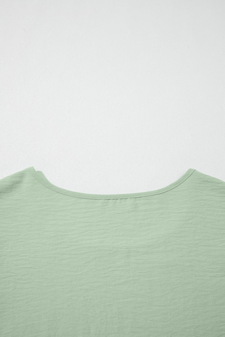 Clearly Aqua Plus Size Crew Neck Ruffle Sleeve Top