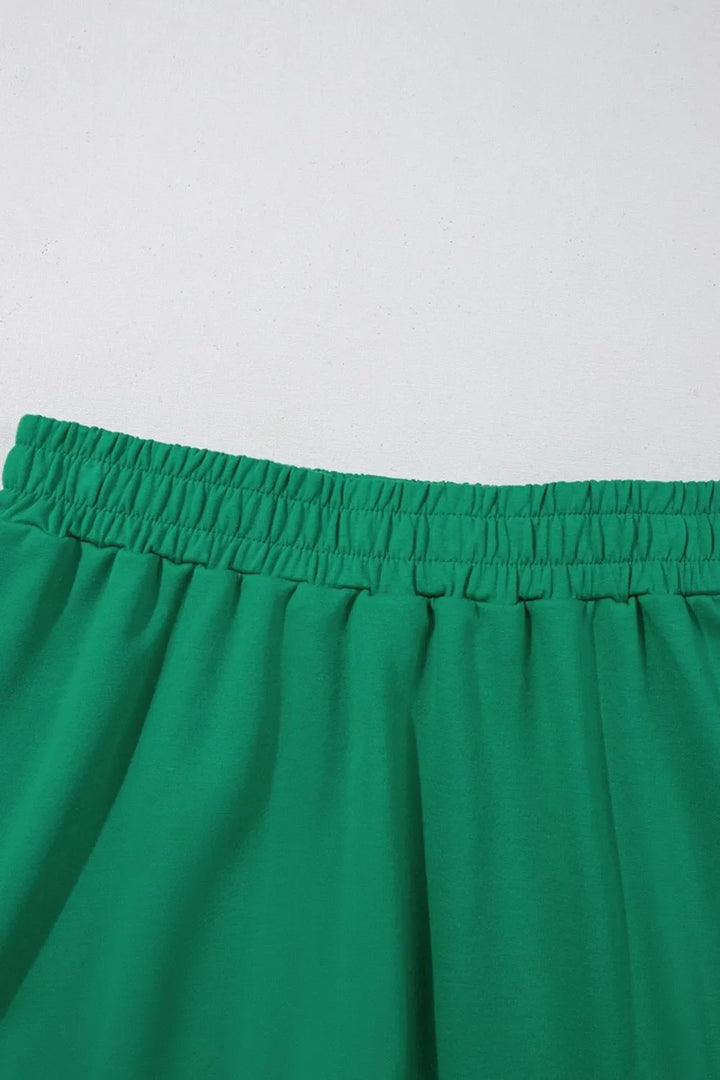 Frill Zip Front Puff Sleeve Top and Skort Set