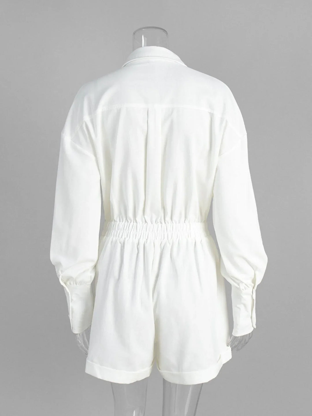 Casual Button Front Long Sleeve Romper