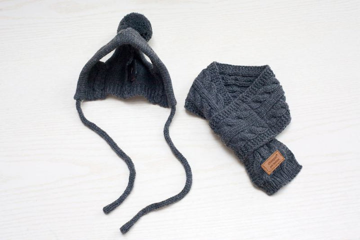 Tide pet clothes dog hat bib suit Teddy Bomei wool scarf autumn winter hat pet scarf