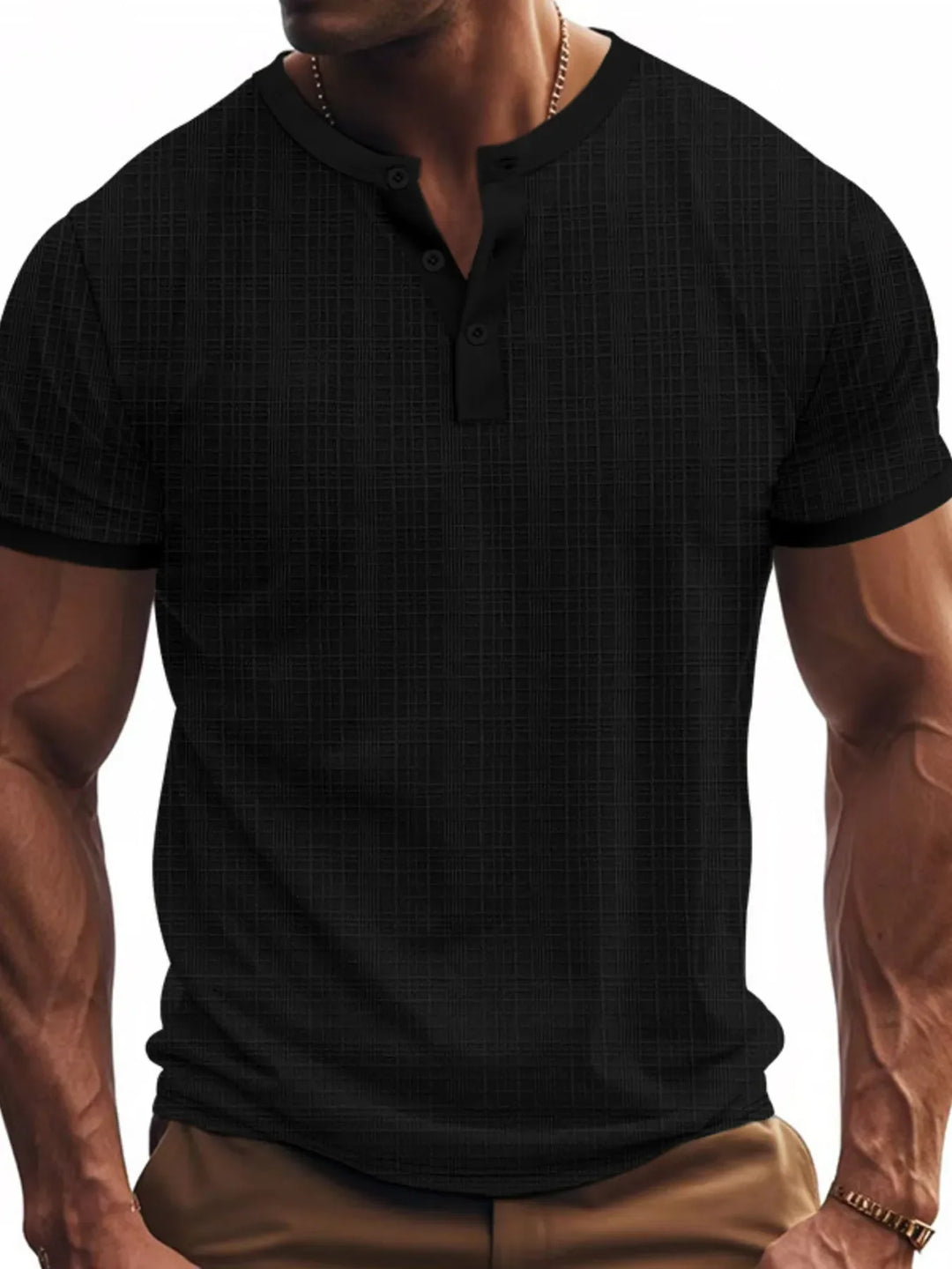 Men's Full Size Button Detail Short Sleeve Top Plus Size