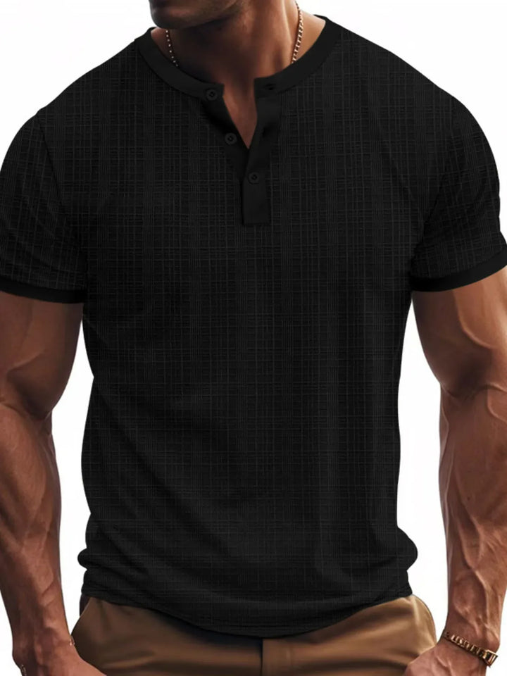 Men's Full Size Button Detail Short Sleeve Top Plus Size