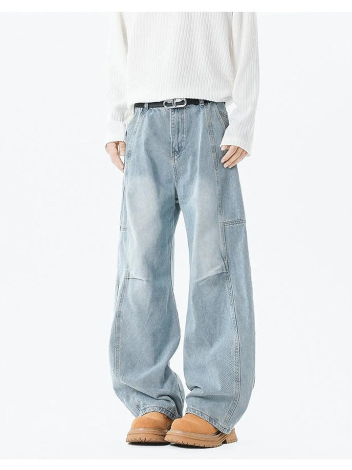 Men's Full Size Wash Wide Leg Jeans Plus Size