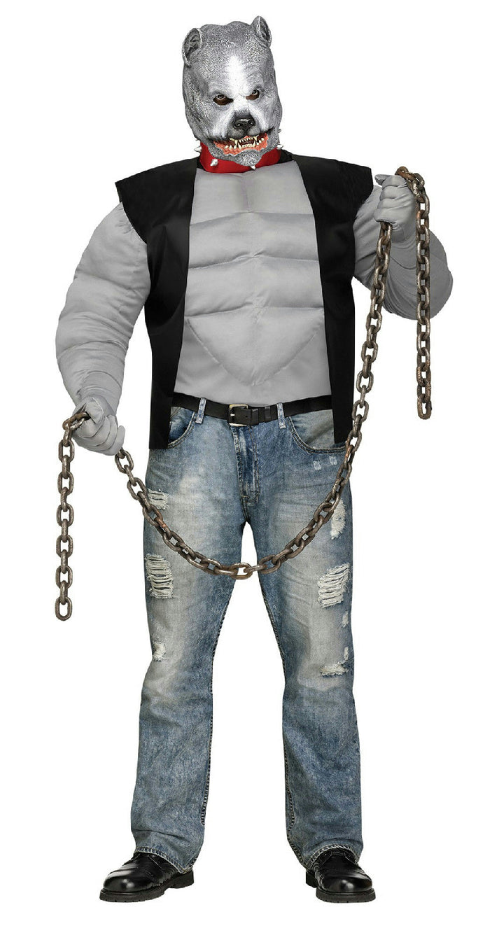 Fun World Men's Pit Bull Biker Dog Plus Size Costume & Mask up to 300 lbs