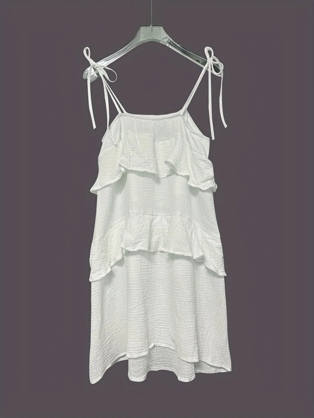 Ruffled Tie Shoulder Mini Dress
